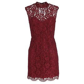 Abito Mini in Pizzo Sandro Romie in Cotone Rosso Rosso Bordò