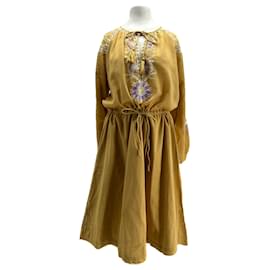 Antik Batik Kleider T.International XS Baumwolle Kamel