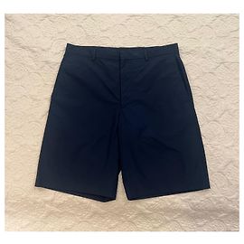 Prada Navy blue bermuda triangle logo patch shorts Blue