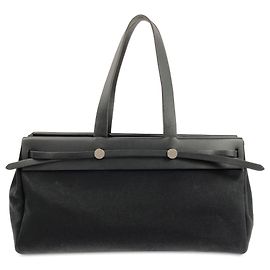 Hermès Bolsa Cabas MM em Tecido Preto Herbag Preto