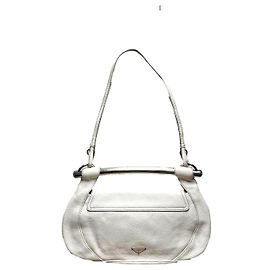 Prada Vitello Daino Handtasche mit Metallgriff Weiß Leder Weiß