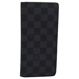 Louis Vuitton-LOUIS VUITTON Damier Graphite Portefeuille Brazza Long Wallet N62665 Auth 81002-Damier ebene