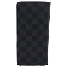 Louis Vuitton-LOUIS VUITTON Damier Graphite Portefeuille Brazza Long Wallet N62665 Auth 81002-Damier ebene