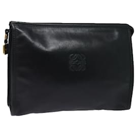 Loewe-LOEWE Anagram Pochette en Cuir Noir Auth 81940-Noir