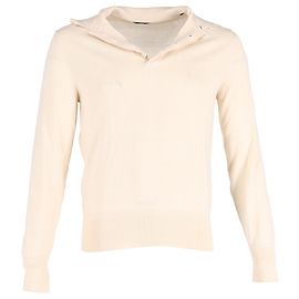 Tom Ford Long Sleeve Polo Shirt in Cream Wool White Cream