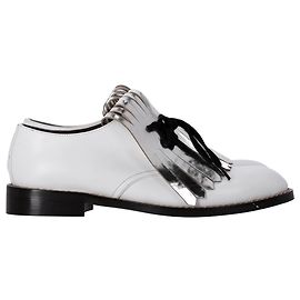 Chaussures Derby à lacets avec détails en franges Marni en cuir blanc Blanc