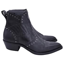 Saint Laurent-Saint Laurent Dakota 50 Studded Boots in Black Leather-Black