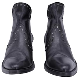 Saint Laurent-Saint Laurent Dakota 50 Studded Boots in Black Leather-Black