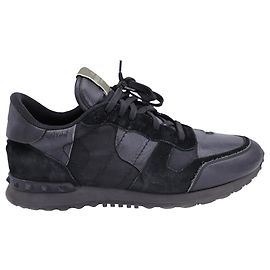 Baskets Rockrunner à imprimé camouflage Valentino Garavani en cuir noir Noir