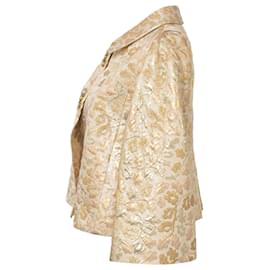 Dolce & Gabbana-Dolce & Gabbana Floral Brocade Jacket in Gold Acrylic-Golden,Metallic