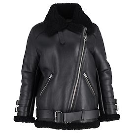 Veste de motard zippée ceinturée Velocite d'Acne Studios en cuir noir Noir