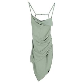 Vestido Mini Assimétrico Drapeado Saudade Jacquemus em Viscose Verde Verde