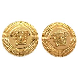 Versace Medusa Gold Plated Stud Earrings Golden