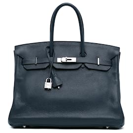 Hermès-Hermès Birkin 35 en Togo bleu-Bleu,Bleu foncé