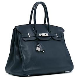 Hermès-Hermès Birkin 35 en Togo bleu-Bleu,Bleu foncé