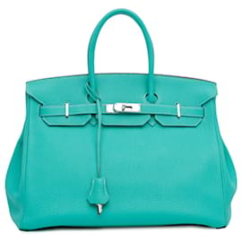 Hermès-Hermès Birkin Retourne 35 en Togo Bleu-Bleu,Turquoise