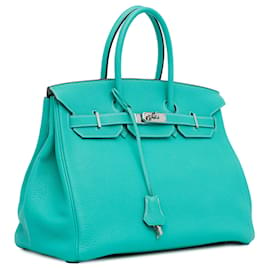 Hermès-Hermès Birkin Retourne 35 en Togo Bleu-Bleu,Turquoise