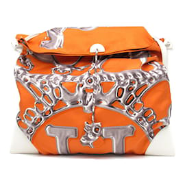 Hermès-Sac à épaule Hermès Silky City GM-Blanc,Orange