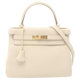 Hermès-Sac à main Hermes Kelly 28 Nata-Blanc