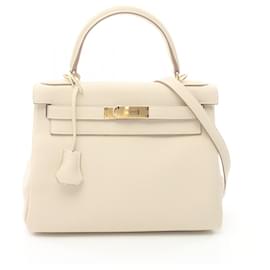 Hermès-Sac à main Hermes Kelly 28 Nata-Blanc