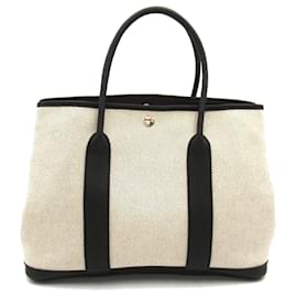 Hermès-Sac à main Hermes Garden 36 PM-Noir,Beige