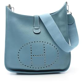 Hermès-Sac à épaule Hermes Evelyne 3 Trois GM Bleu Jean-Bleu