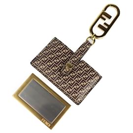 Fendi-Fendi Mirror Holder Micro FF Keychain-Brown