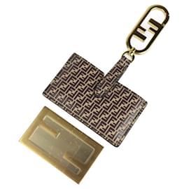 Fendi-Fendi Mirror Holder Micro FF Keychain-Brown