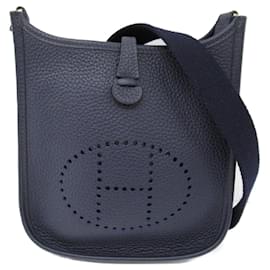 Hermès-Sac à épaule TPM Hermes Evelyn Amazon-Noir,Bleu