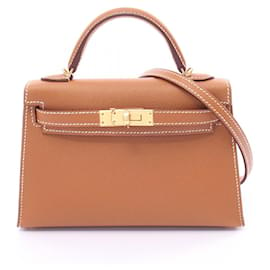 Hermès-Sac à main Hermes Kelly 2 or-Marron