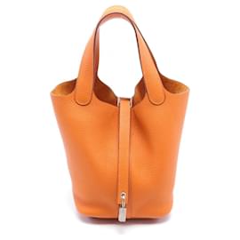 Hermès-Sac à main Hermes Picotin Lock PM-Autre,Orange