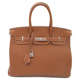 Hermès-Sac à main Hermès Birkin 35 or-Marron,Doré