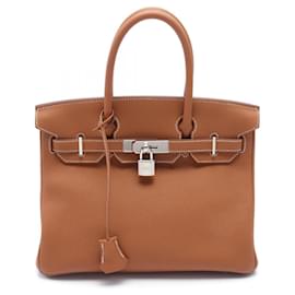 Hermès-Sac à main Hermès Birkin 30 or-Marron