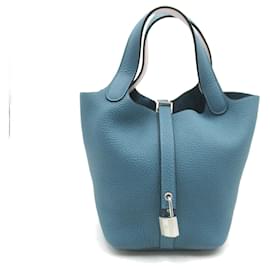 Hermès-Sac à main Hermes Picotin Lock PM Eclat-Bleu