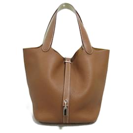 Hermès-Sac à main Hermes Picotin Lock MM-Marron,Gris