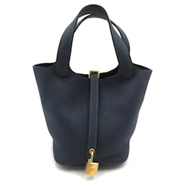 Hermès-Sac à main Hermes Picotin Lock PM-Bleu,Bleu Marine