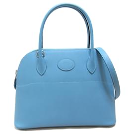 Hermès-Sac à main Hermes Bolide 27 en Bleu Noir-Bleu