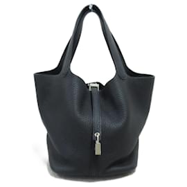 Hermès-Sac à main Hermes Picotin Lock MM Noir-Noir