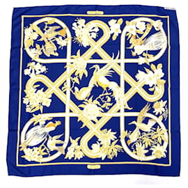 Hermès-HERMES Caraibes 90 Scarf Muffler-Navy blue