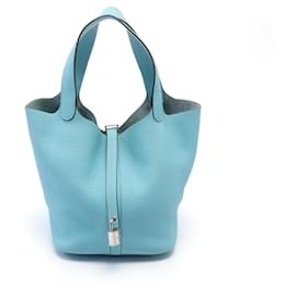 Hermès-Sac à main Hermes Picotin Lock MM en Blue Atoll-Bleu