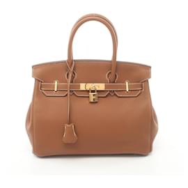 Hermès-Sac à main Hermès Birkin 30 or-Marron