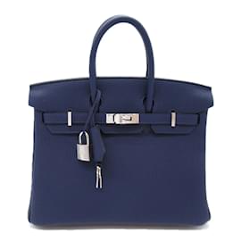 Hermès-Bolsa Hermes Birkin 25 Azul Marinho-Azul marinho