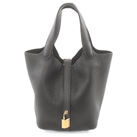 Hermès-Sac à main Hermes Picotin Lock PM-Noir