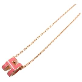 Hermès-Hermes Pop H Necklace in Gold Plated Pink-Pink