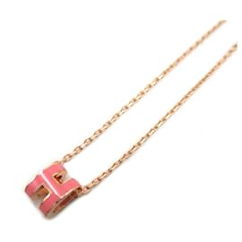 Hermès-Hermes Pop H Necklace in Gold Plated Pink-Pink