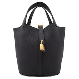 Hermès-Sac à main Hermes Picotin Lock PM Purnoir-Noir