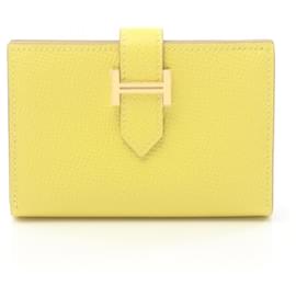 Hermès-Porta tarjetas de visita Hermes Bearn Lime-Amarillo