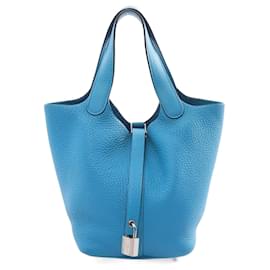 Hermès-Sac à main Hermes Picotin Lock PM-Bleu