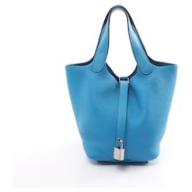 Hermès-Sac à main Hermes Picotin Lock PM-Bleu