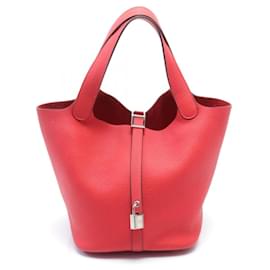 Hermès-Sac à main Hermes Picotin Lock MM en rouge-Rouge